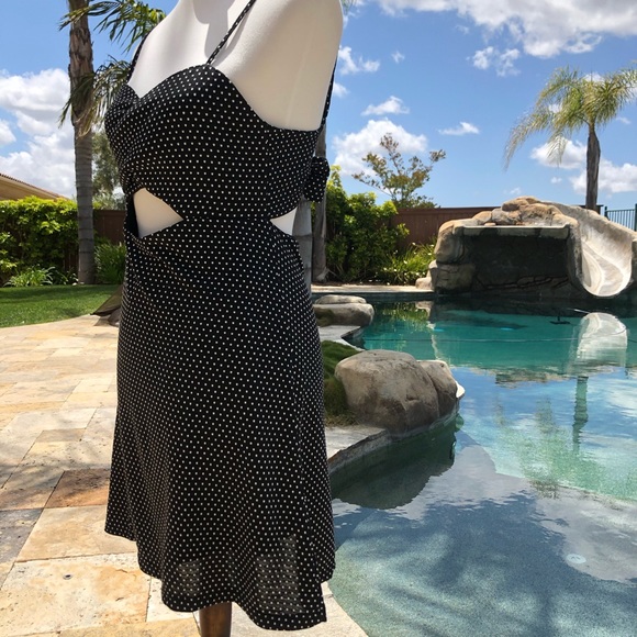 Free People Polka Dottie Black Summer Mini Dress - Picture 4 of 7